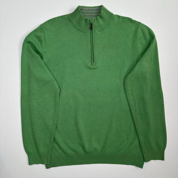 J. McLaughlin Men’s Green Quarter Zip Pullover Sweater - Picture 1 of 7